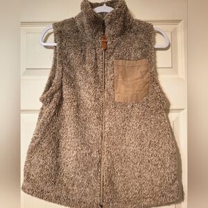 Brown Fleece Vest with Pockets